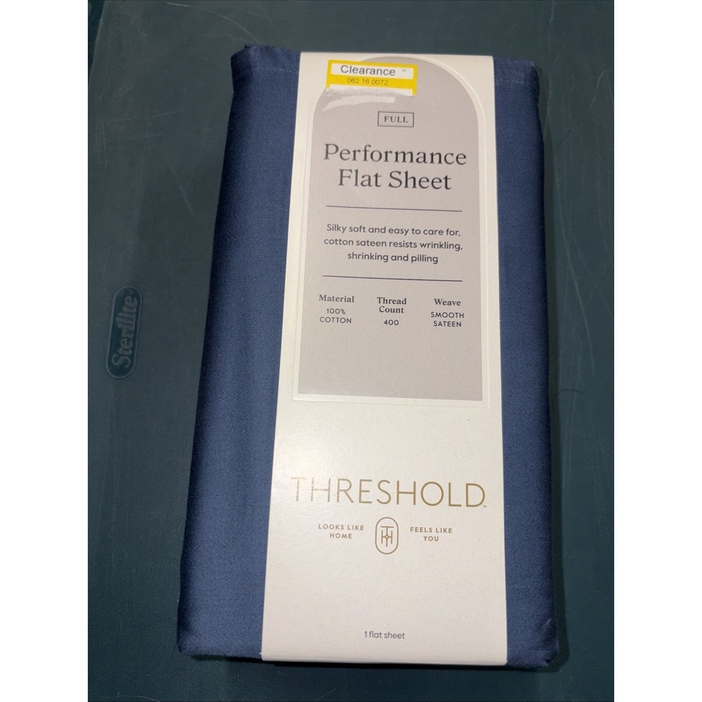 Full 400 Thread Count Performance Flat Sheet Metallic Blue - Threshold: Cotton